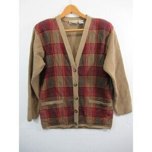 Vintage 90s Russ Wool Blend Grandpa Cardigan Sweater Women Small Oversized